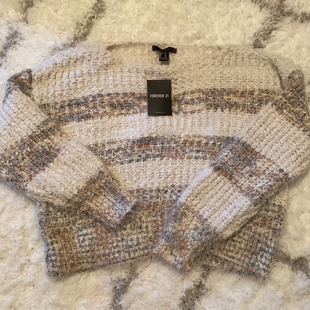 Tan,Grey,Brown, and Blue Knitted Sweater